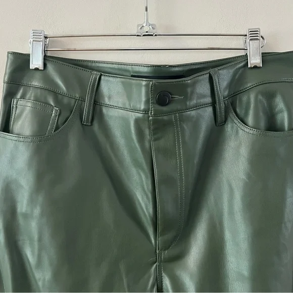 Joe’s jeans Faux leather wide leg high waist ankle jeans pants 31 Hunter Green - Picture 3 of 12